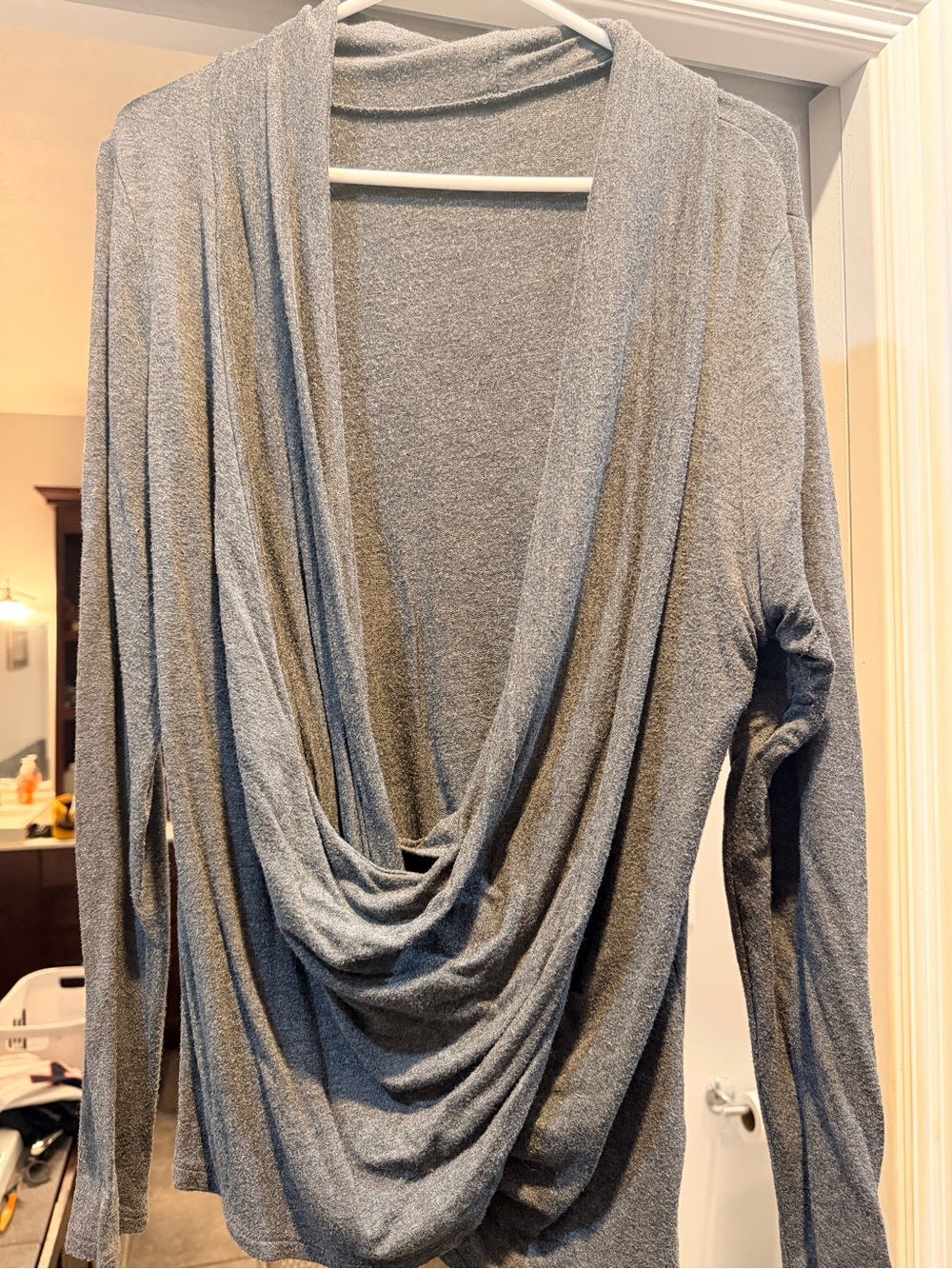 Gray Draped Front Women's Sweater